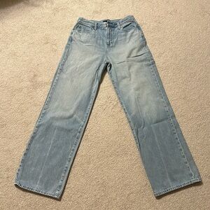 Uniqlo 100% cotton high rise, wide leg straight jeans women